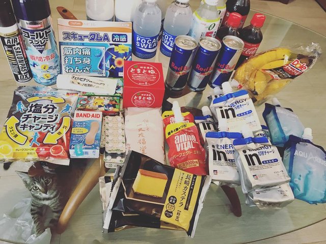 @sahorimiyata on Instagram: “北海道マラソン応援に向けて。 準備万端！ みんながんばれー！ うまく3ヶ所まわりたい。 ※今年は走りません。（一生走りません） #北海道マラソン #フルマラソン #42.195km #ポカリ #redbull #コーラ #vaam #バナナ #ウィダーインゼリー #アクエリアス…” (124640)
