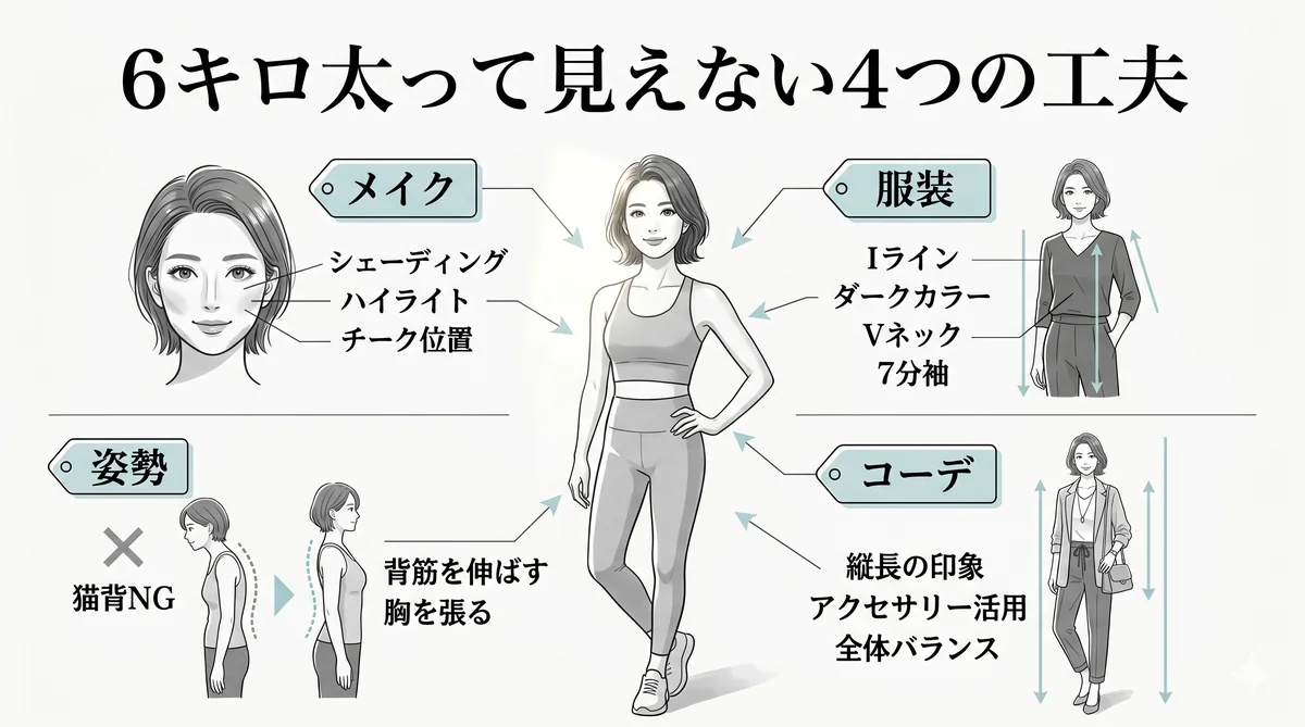 6キロ太る見た目を変えるカバー術(メイク・服装・姿勢・コーデ)